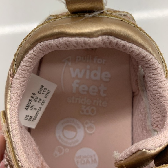 Stride Rite Memory Foam Gold Baby Shoes sz 3 like new - Picture 7 of 7